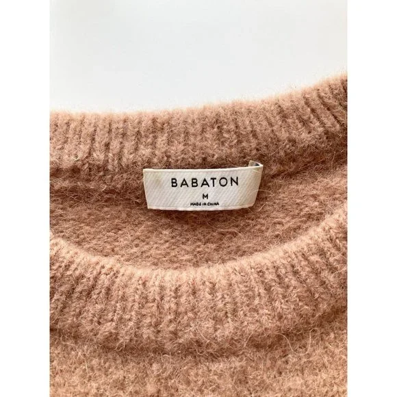 Aritzia BABATON Calvin Camel Tan Mohair Alpaca Knit Crew Neck Sweater, Size M - Picture 10 of 16